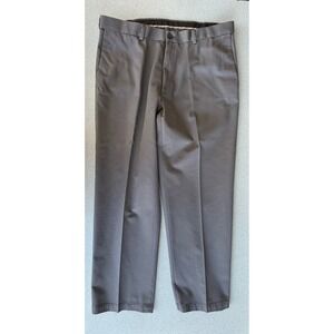 Haggar Mens 100% Cotton Flat Front Chino Pants Taupe Brown 36x29 WPL386